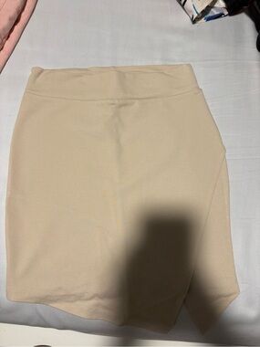 Forever 21 Cream Asymmetrical Mini Skirt